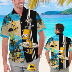 Custom Name NFL New Orleans Saints Special Bart Simpson Tropical Hawaiian Shirt