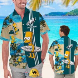 Custom Name NFL Philadelphia Eagles Special Bart Simpson Tropical Hawaiian Shirt