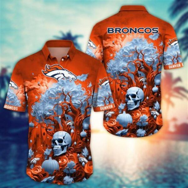 Denver Broncos Halloween Skull Pumpkin – NFL Hawaiian Shirt