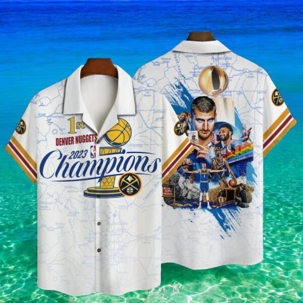 Denver Nuggets St Nba Champions On White Background D Print Hawaiian Shirt