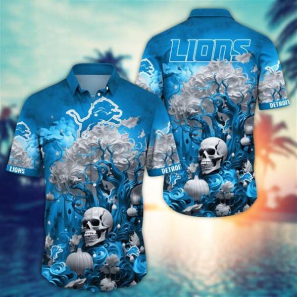 Detroit Lions Halloween Skull Pumpkin – NFL Hawaiian Shirt