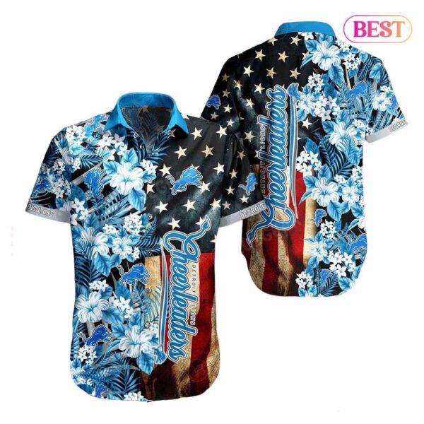 Detroit Lions NFL Graphic US Flag Flower Hawaiian Shirt New Trends Summer Gift Ever Fans