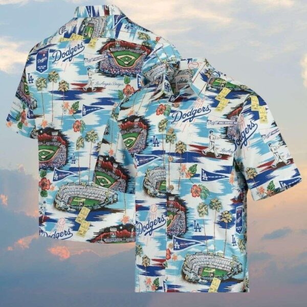 Dodgers Diamond Reflections MLB Aloha Shirt – LA Ballpark Blue Skies