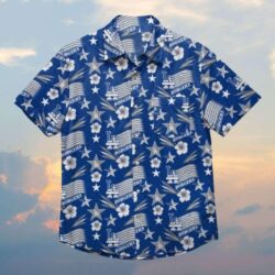 Dodgers Patriotic Stripes And Hibiscus Hawaiian Shirt