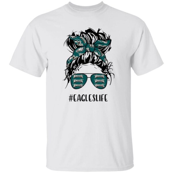 Eagles Life Philadelphia Eagles Messy Bun Girl With Headband And Glasses for Shirt