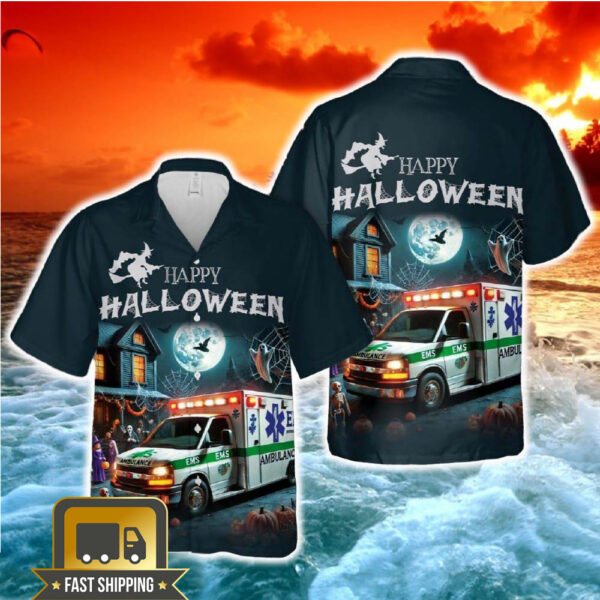 EMS Ambulance Halloween Hawaiian Shirt