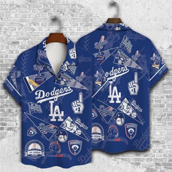 Fan Favorite Los Angeles Dodgers Pennant Hawaiian Shirt