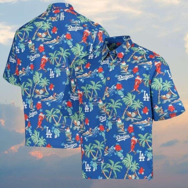 Festive Santa’s Summer Vacation Graphic LA Dodgers Hawaiian Shirt