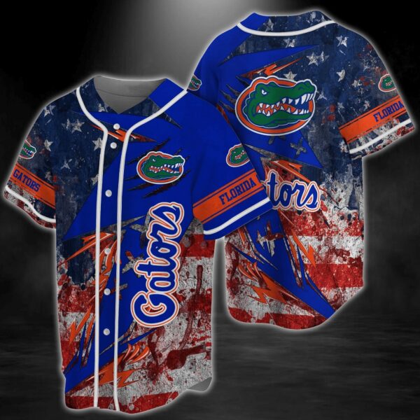 Florida Gators NCAA Baseball Jersey Shirt US Flag