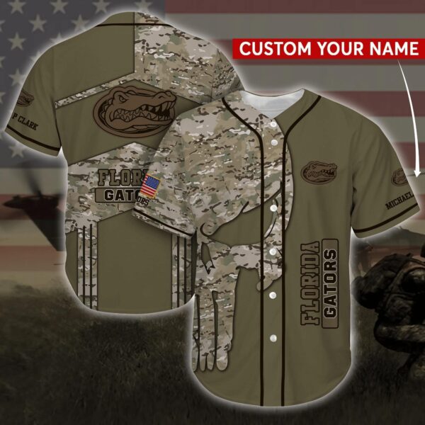 Florida Gators NCAA Personalized Custom Name Baseball Jersey Shirt Camo