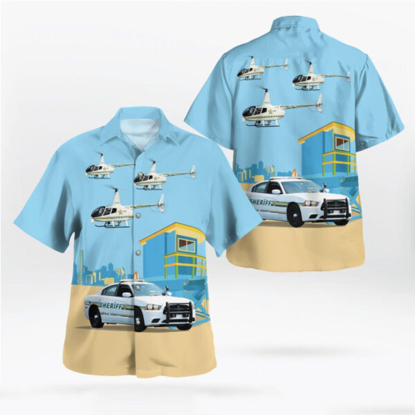 Florida, Polk County Sheriff’s Office Car And Robinson R66 Police Helicopter Aloha Hawaiian Shirt