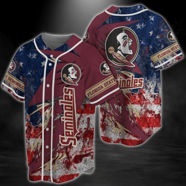 Florida State Seminoles NCAA Baseball Jersey Shirt US Flag