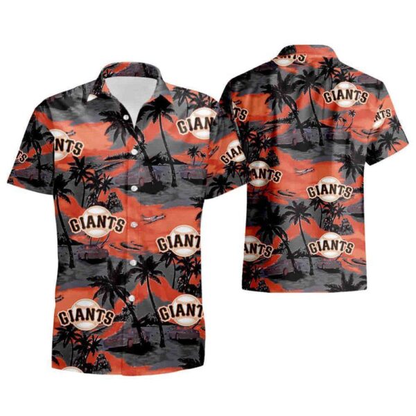 Giants Tropical Dusk Hawaiian Shirt – Silhouetted Palms And Sunset