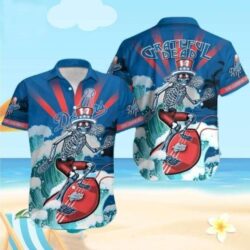 Grateful Dead Skeleton Rocking Dodgers MLB Aloha Shirt – LA Blues Wave