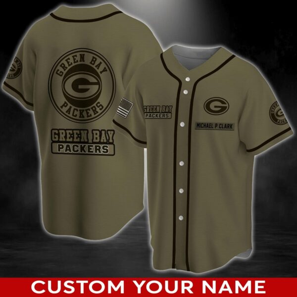 Green Bay Packers Custom Baseball Jersey Shirt – Personalized NFL Sportswear