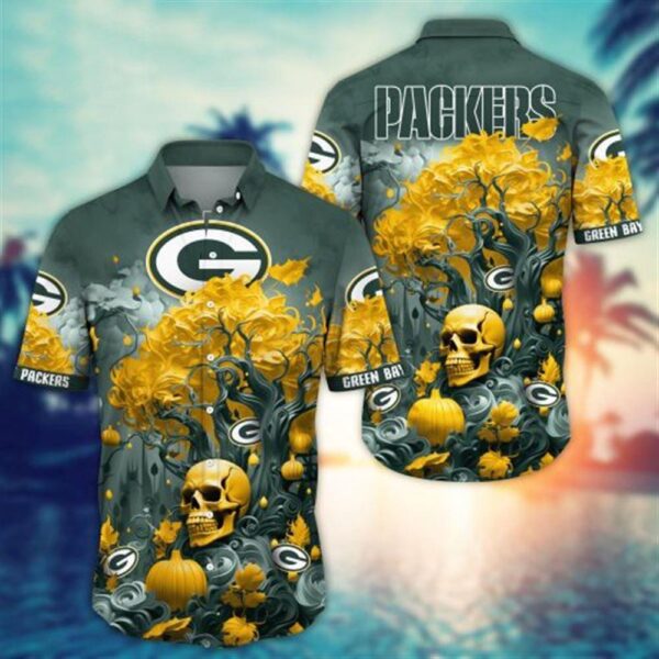 Green Bay Packers Halloween Skull Pumpkin – NFL Hawaiian Shirt