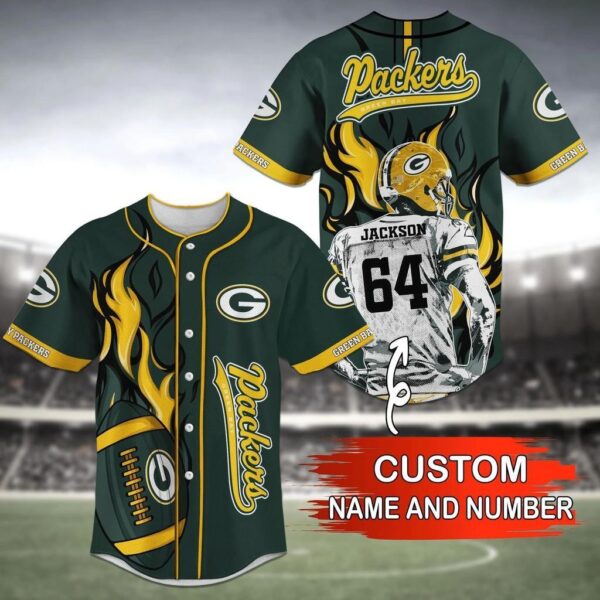 Green Bay Packers NFL Personalized Baseball Jersey Shirt