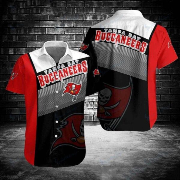 Gridiron Glory Tampa Bay Buccaneers Monochrome NFL Hawaiian Shirt