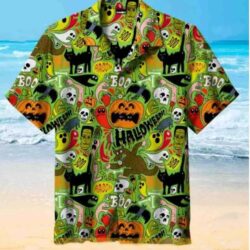 Halloween Pattern Funny Hawaiian Shirt Halloween Button Down Shirt