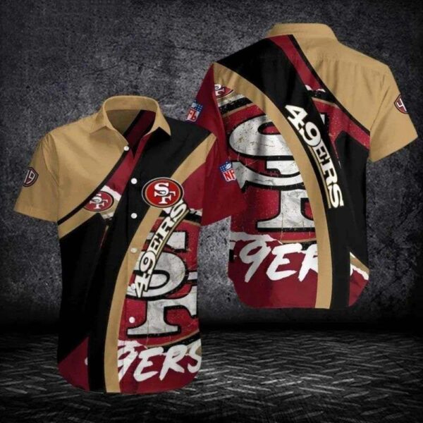 Hawaiian 49ers Shirt – 49ers Urban Edge Red Beige Streak Aloha Shirt