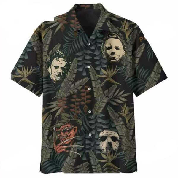 Horror Movie Characters Halloween Scary Tropical Button Hawaiian Shirt