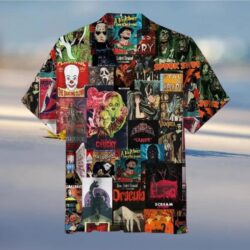 Horror Movie Collage Hawaiian Shirt Horror Hawaiian Shirt Horror Character Summer Shirt Halloween Hawaiian Shirt