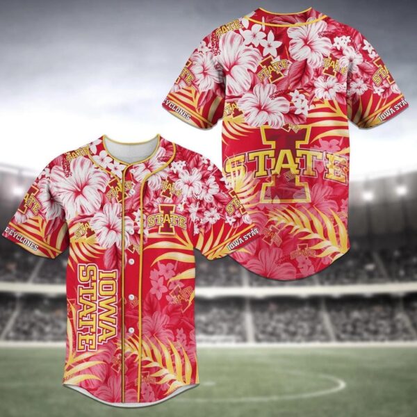 Iowa State Cyclones NCAA Baseball Jersey Shirt Flower