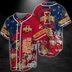 Iowa State Cyclones NCAA Baseball Jersey Shirt US Flag