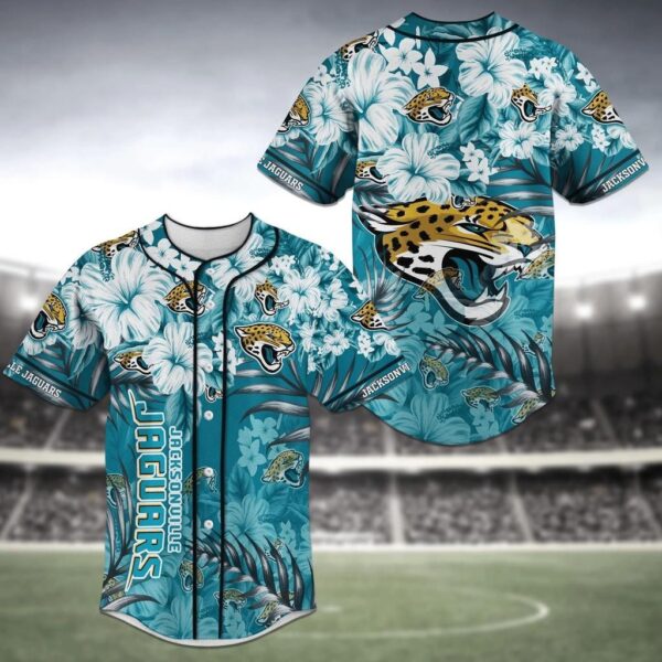 Jacksonville Jaguars Team Baseball Jersey Shirt with Flower Design