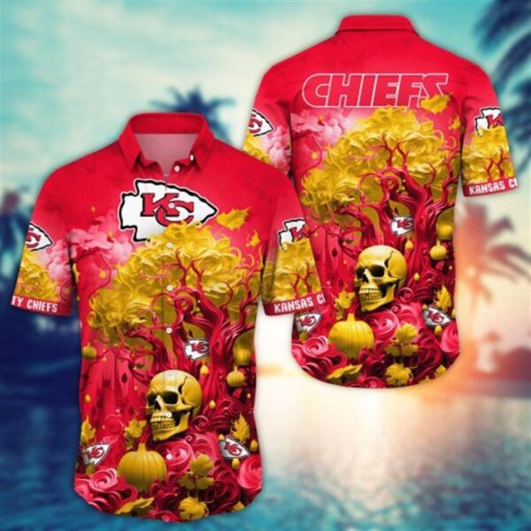 Kansas City Chiefs Halloween Skull Pumpkin – NFL Hawaiian Shirt