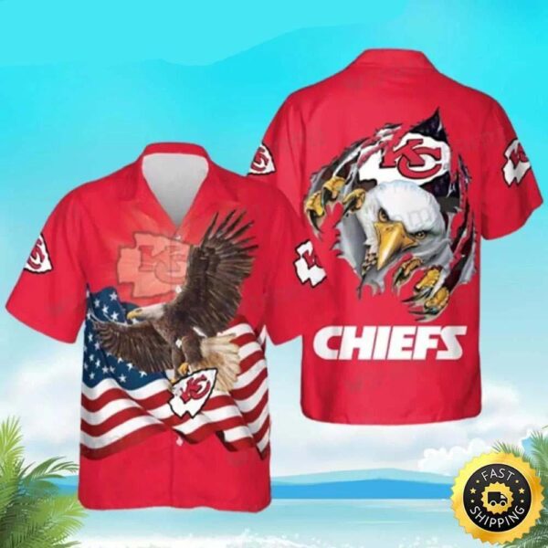 Kansas City Chiefs Hawaiian Shirt Eagles Usa Flag Independence Day 4th Of July