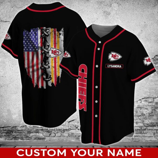 Kansas City Chiefs NFL Custom Name Baseball Jersey Shirt