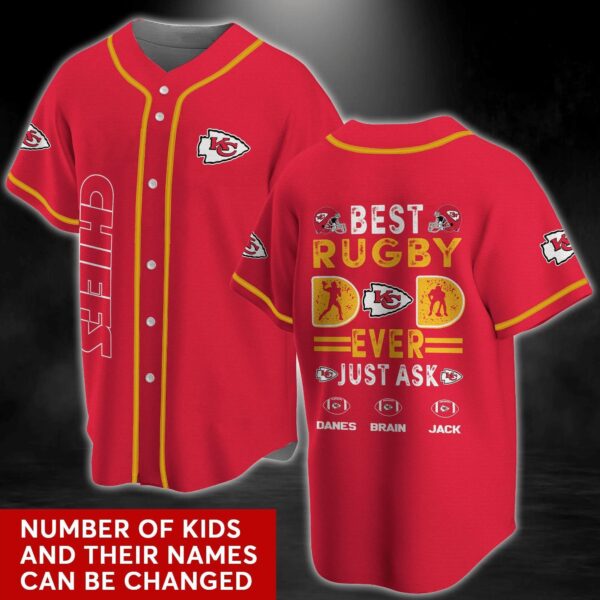 Kansas City Chiefs NFL Personalized Baseball Jersey Shirt Best Rugby Dad Ever