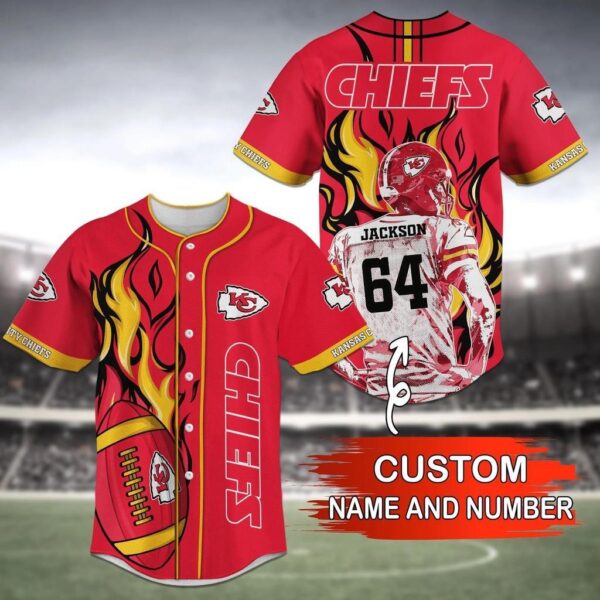 Kansas City Chiefs NFL Personalized Custom Name Baseball Jersey Shirt