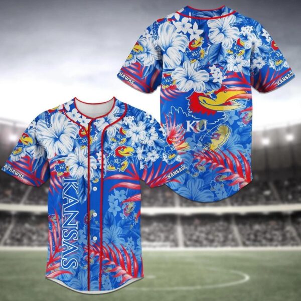 Kansas Jayhawks NCAA Baseball Jersey Shirt Flower