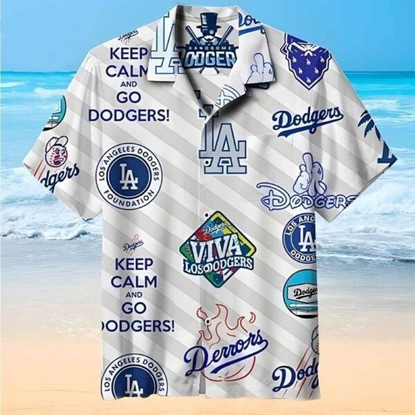 Keep Calm And Dodgers On MLB Hawaiian Shirt – Relax And Cheer Design