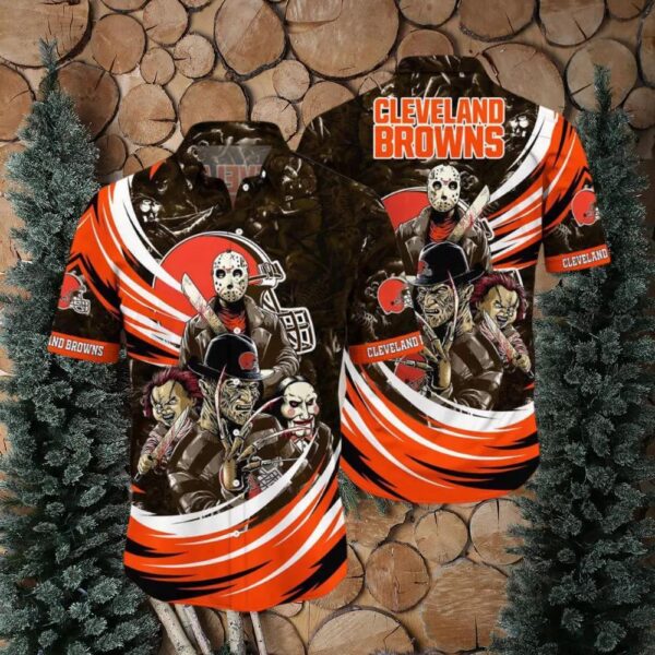 Land Browns Nfl Halloween Horror Movies Hawaiian Shirts For Men And Women