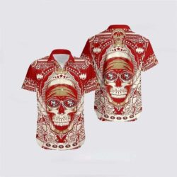 Legacy Skull And Hibiscus San Francisco 49ers Hawaiian Shirt