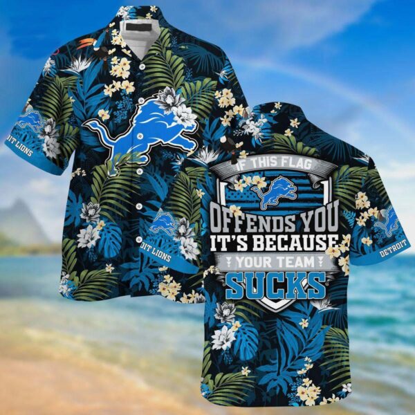 [LIMITED] Detroit Lions NFL-Summer Hawaiian Shirt And Shorts, With Tropical Patterns For Fans