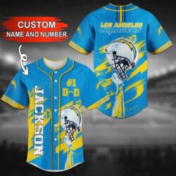 Los Angeles Chargers NFL Fan Baseball Jersey Shirt with Custom Name