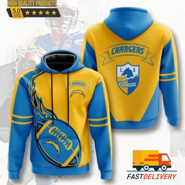 Los Angeles Chargers Style Flame Ball 3D Shirt, Unique gifts For Fans All Over Print