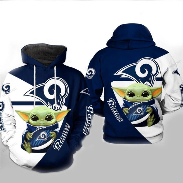 Los Angeles Rams NFL Baby Yoda Team 3D Hoodie All Over Print