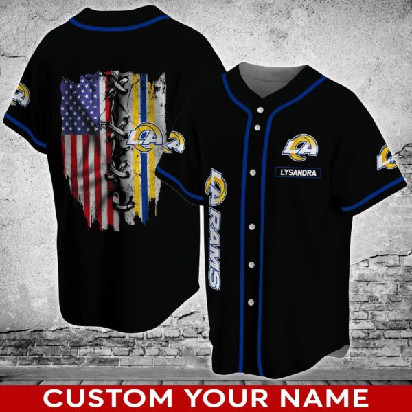 Los Angeles Rams NFL Personalized Custom Name Baseball Jersey Shirt V1