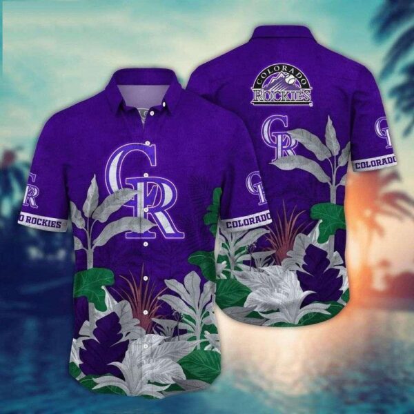 Majestic Purple Foliage – Colorado Rockies MLB Tropical Aloha Shirt