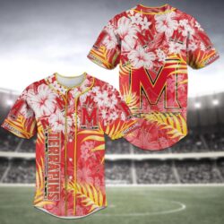 Maryland Terrapins NCAA Baseball Jersey Shirt with Flower Design