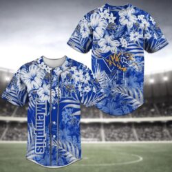 Memphis Tigers NCAA Baseball Jersey Shirt Flower