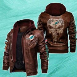 Men’s Miami Dolphins 2D Leather Jacket Style Gift