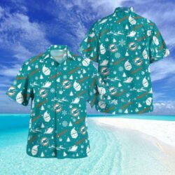 Miami Dolphins Christmas Pattern Button Down Tropical Hawaiian Shirt