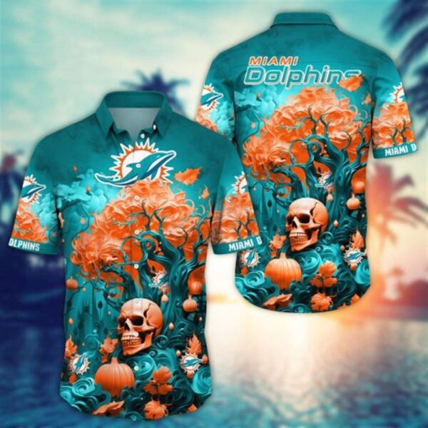 Miami Dolphins Halloween Skull Pumpkin – NFL Hawaiian Shirt