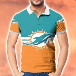 Miami Dolphins Logo 4 3D Polo Shirt Gift For Sport Fans Trending Gift